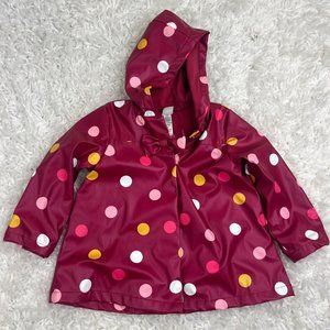 Little Me Girl's Toddler Baby 24 Months Insulated Rain Jacket Hooded Polka Dot